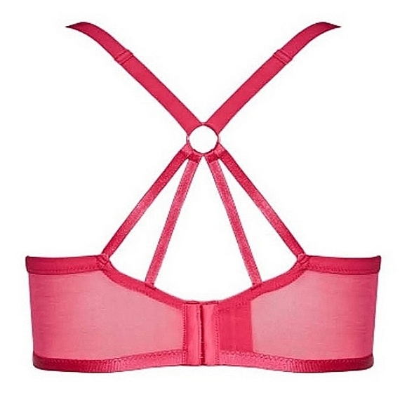 FOX & ROYAL ☆ RASPBERRY SATIN ☆ STRAPPY DEMI UNDERWIRE BRA ☆ 46D ☆ NWT - Picture 3 of 6